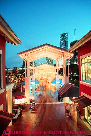 Stock Photo #11518: keywords - attraction bayside buildings dark dusk evening florida lighting lights mall malls market miami modern new night place plaza plazas shopping shops store stores sunset sunsets tourist vert