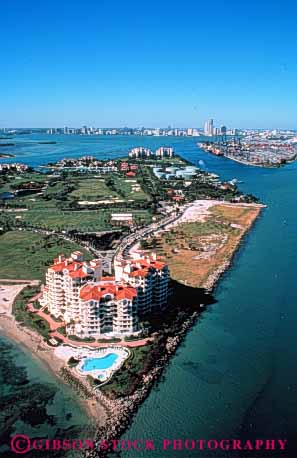 Stock Photo #3327: keywords -  aerial building city cityscape downtown florida horizon island miami skyline vert
