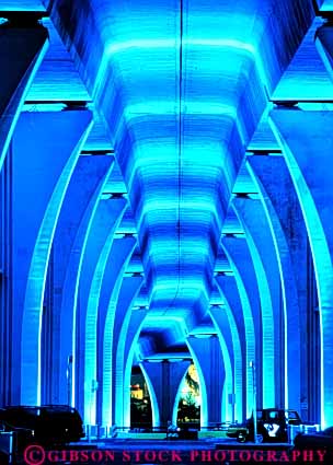 Stock Photo #3431: keywords -  abstract arch architecture blue bridge florida lighting miami night pattern serial vert