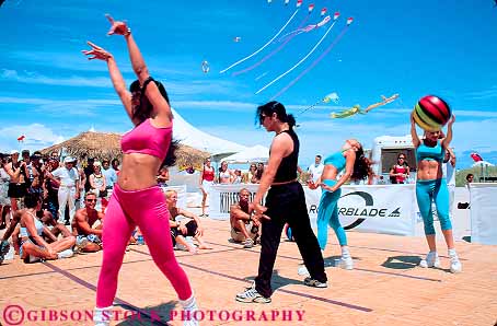 Stock Photo #11496: keywords -  aerobic aerobics and annual beach conditioning dance dancers dances dancing demonstrate demonstration demonstrators destination event exercise fair fairs festival festivals fitness florida horz miami physical resort sport sports teach teaching training travel tropical vacation woman women workout