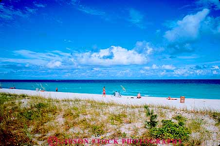 Stock Photo #11500: keywords -  beach beaches coast coastal florida horizon horz landscape miami ocean people sand scenery scenic sea seascape shore shoreline water