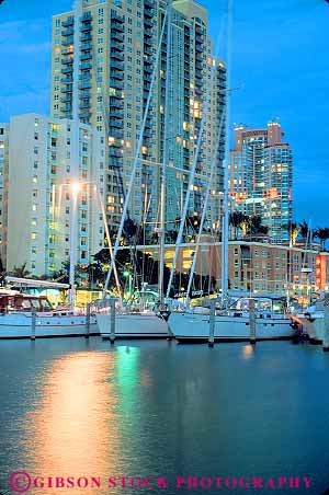 Stock Photo #11508: keywords - beach boat boats dark destination dusk evening florida lighting lights marina marinas miami resort sailboats travel tropical vacation vert