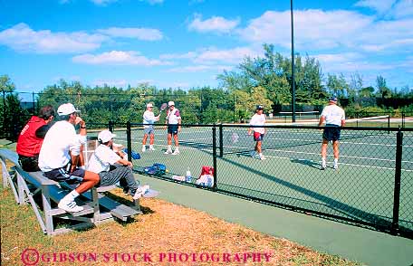 Stock Photo #11562: keywords - biscayne center court florida group horz key men miami play players playing recreation sport summer tennis