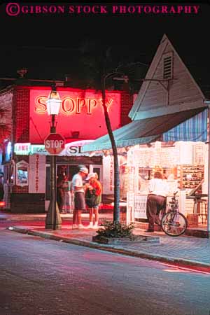 Stock Photo #9499: keywords -  corner destination downtown florida islands key keys lighting lights night people resort resorts travel tropic tropical vacation vert west