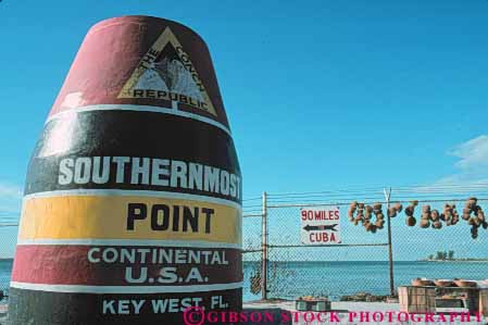 Stock Photo #9515: keywords -  destination florida horz indicate indication indicator islands key keys landmark landmarks marker point points resort resorts sign signs southernmost travel tropic tropical vacation west