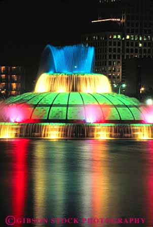 Stock Photo #8285: keywords -  beautiful beauty color colored colorful dark destination distinctive dusk eola evening florida fountain fountains lake night orlando pretty travel unique usa vacation vert