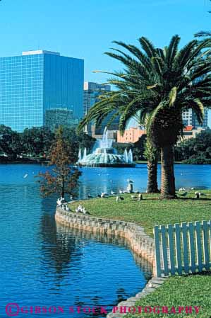 Stock Photo #8288: keywords -  and blue clean destination eola florida fountain lake landscape orlando pond scenic shoreline travel usa vacation vert water