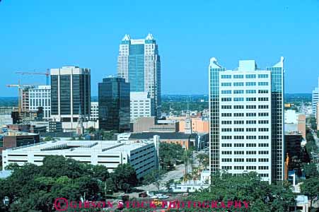 Stock Photo #8293: keywords -  architecture building buildings cities city cityscape cityscapes destination downtown florida high horz office orlando rise skyline skylines travel urban usa vacation