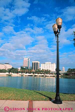 Stock Photo #8294: keywords -  building buildings clean destination downtown florida high lake lamp lucerne office orlando pond rise street travel usa vacation vert