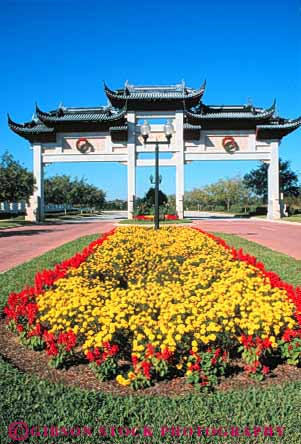 Stock Photo #8364: keywords -  activities activity arch architecture att china chinese colorful destination entry florida fun garden gardens gate gateway leisure orlando people play raction resort resorts splendid tourist travel usa vacation vert