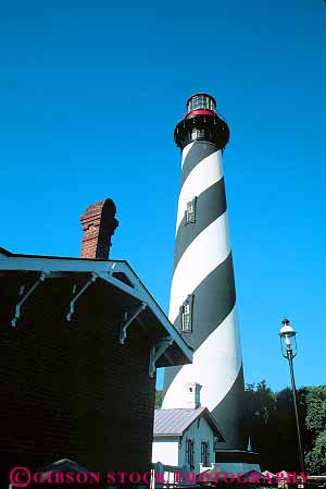 Stock Photo #12878: keywords - american attraction attractions augustine city cylinder cylindrical florida historic history lighthouse lighthouses old paint painted round saint site spiral st st. tall tourist vert