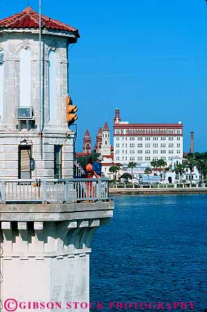 Stock Photo #12881: keywords -  american attraction attractions augustine bridge bridges city couple couples destination florida historic history lions of old saint site st st. stone summer tourist tourists travel vert