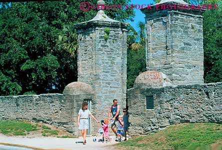 Stock Photo #12892: keywords -  american attraction attractions augustine city destination entrance families family florida gate gates historic history horz old people saint site st st. stone tourist tourists travel