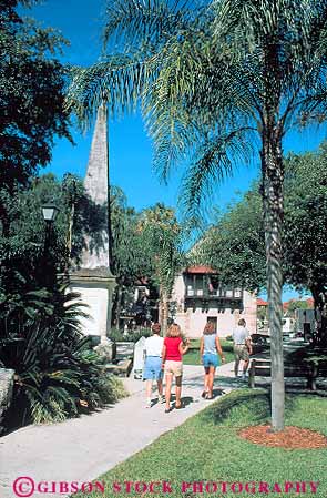 Stock Photo #13939: keywords - american attraction augustine constitution de florida historic history la obelisk old park parks people plaza plazas public saint site sites south southern spanish st st. through tourist tourists travel vert walk walking