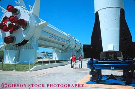 Stock Photo #9806: keywords - center display displays equipment exhibit exhibits exploration explore florida garden hardware horz in kennedy museum museums outdoor outside people rocket rockets space walking