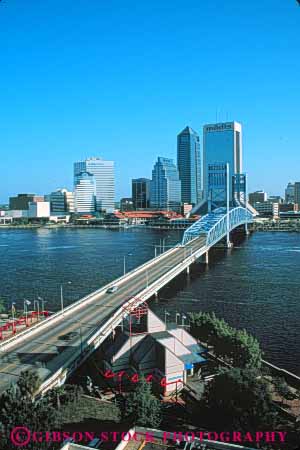 Stock Photo #7516: keywords -  america american architecture bridge building buildings business center cities city cityscape cityscapes downtown florida jacksonville johns main modern new office river skyline skylines st street urban usa vert