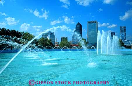 Stock Photo #7521: keywords -  america american architecture building buildings business center cities city cityscape cityscapes downtown florida fountain friendship horz jacksonville modern new office river riverfront skyline skylines spray urban usa water
