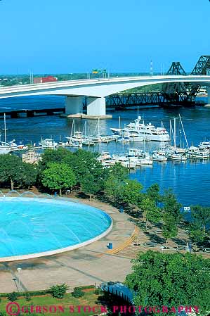 Stock Photo #12169: keywords - architecture bridge bridges elevate elevated florida fountain fountains friendship jacksonville johns marina marinas near over river rivers st vert view