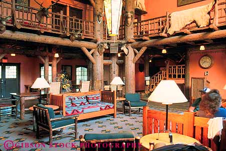 Stock Photo #12905: keywords -  glacier horz hotel hotels interior lobby lodge lodges mcdonald montana mountain mountains national park parks public rocky rustic timber wood wooden