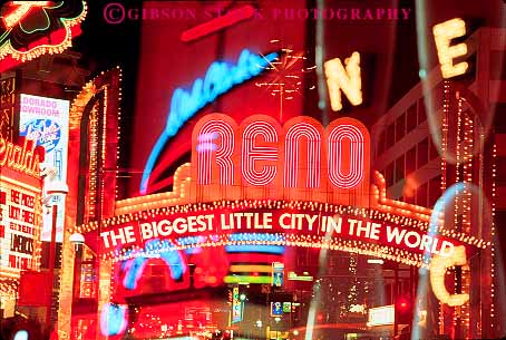 Stock Photo #12102: keywords - abstract abstraction abstracts bright color colorful dark destination double evening exposure exposures gambling horz lighting lights neon nevada night reno sign signs travel