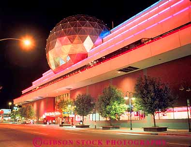 Stock Photo #17668: keywords - architecture bowl bowler bowlers bowling bright building buildings color colorful colors dark design dome domes evening exterior geodesic horz lighting lights modern national neon nevada night outside reno stadium style