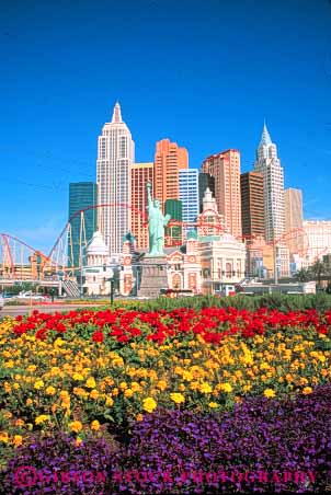 Stock Photo #8064: keywords -  architecture casino casinos destination downtown hotel hotels las nevada new resort resorts skyline skylines travel usa vacation vegas vert york