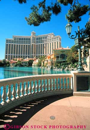 Stock Photo #8072: keywords -  architecture bellagio casino casinos destination hotel hotels las nevada pond resort resorts travel usa vacation vegas vert