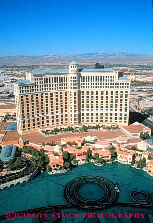 Stock Photo #8073: keywords -  aerial architecture bellagio casino casinos destination hotel hotels las nevada pond resort resorts travel usa vacation vegas vert