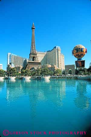 Stock Photo #8075: keywords -  architecture casino casinos destination eiffel hotel hotels las nevada paris pond resort resorts tall tower travel usa vacation vegas vert