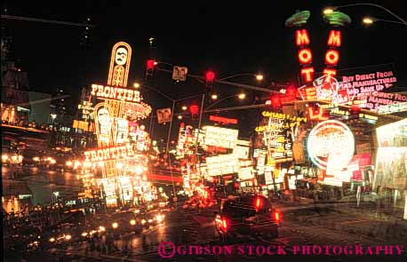 Stock Photo #8083: keywords -  abstract abstraction abstracts architecture bright casinos color colorful dark destination double dusk evening exposure graphic horz hotels las lighting lights nevada night resort resorts sign signs travel usa vacation vegas