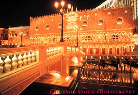 Stock Photo #8102: keywords -  architecture bright casino casinos color colorful dark destination dusk evening horz hotel hotels las lighting lights neon nevada night reflect reflection reflects resort resorts travel usa vacation vegas venetian