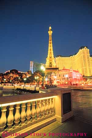 Stock Photo #8109: keywords -  architecture bright casino casinos color colorful dark destination dusk eiffel evening hotel hotels las lighting lights neon nevada night paris resort resorts tall tower travel usa vacation vegas vert