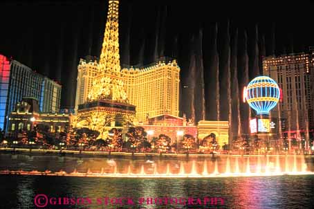 Stock Photo #8112: keywords -  architecture bright casino casinos color colorful dark destination dusk eiffel evening horz hotel hotels las lighting lights neon nevada night paris resort resorts tower travel usa vacation vegas