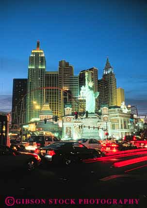 Stock Photo #8117: keywords -  architecture bright casino casinos color colorful dark destination downtown dusk evening hotel hotels las lighting lights neon nevada new night resort resorts skyline travel usa vacation vegas vert york