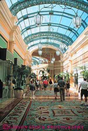 Stock Photo #8142: keywords -  atrium bellagio business casinos cover covered destination enclose enclosed galleria hotel hotels interior las mall malls nevada people resort resorts retail shopper shoppers shopping skylight store stores street travel usa vacation vegas vert via walk walkway