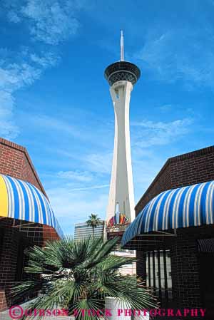 Stock Photo #8199: keywords -  architecture casinos destination different high hotel hotels las nevada resort resorts stratosphere tall tower travel unique usa vacation vegas vert