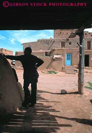 Stock Photo #12960: keywords -  american cool indian man mexico mountains native new person pueblo pueblos reservation rocky shade shaded silhouette taos vert west western