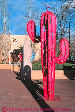 Stock Photo #8946: keywords -  art cactus destination display fe metal mexico mountain mountains new plaza plazas public red rocky sante sculpture sculptures southwest springer travel vert west western