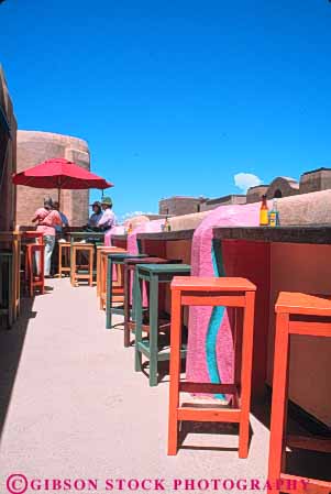 Stock Photo #8960: keywords - balconies balcony cafe cafes cantina cantinas coyote destination fe mexico mountain mountains new outdoor outside people restaurant restaurants rocky sante southwest summer travel vert west western