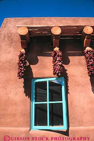 Stock Photo #8962: keywords -  adobe and architecture design destination fe mexico mountain mountains new peppers pueblo rocky sante southwest style travel vert west western window windows