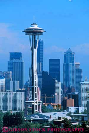 Stock Photo #7541: keywords - america american architecture building buildings business center cities city cityscape cityscapes downtown modern needle new office seattle skyline skylines space tall tower urban usa vert washington west