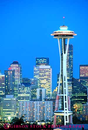 Stock Photo #7544: keywords -  america american architecture bright building buildings business center cities city cityscape cityscapes downtown lighting lights modern needle new night office seattle skyline skylines space tall urban usa vert washington west