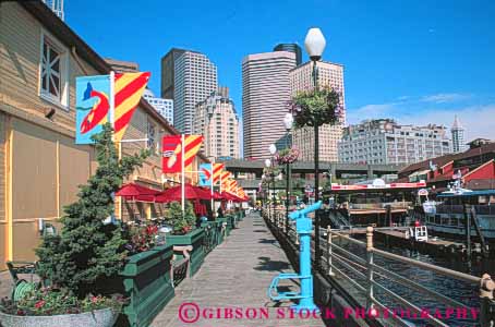Stock Photo #10276: keywords -  banner banners cities city coast coastal colorful horz northwest ocean pier puget sea seashore seattle shore shoreline sound washington water waterfront wharf wharfs