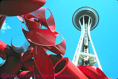Stock Photo #10297: keywords - and architecture building circle circular cities city commercial design distinctive engineered engineering horz landmark landmarks leg legs modern needle northwest office offices oval round sculpture seattle space style support supports tall unique upward urban view washington