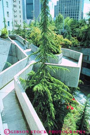 Stock Photo #10305: keywords -  artificial attraction cement cities city concrete freeway hemlock in manmade municipal northwest park parks public seattle tourist tree trees vert wall walls washington