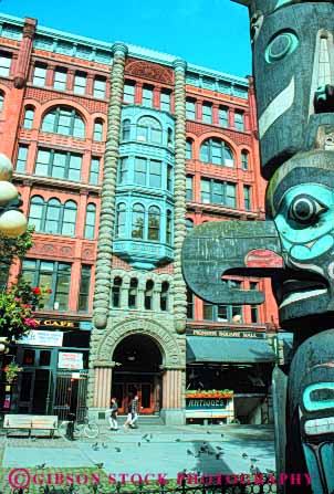 Stock Photo #10330: keywords -  downtown historic history northwest pioneer plaza plazas seattle square urban vert washington