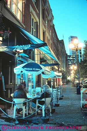 Stock Photo #10332: keywords - cafe cafes dark downtown dusk evening historic history larrys night northwest outdoor outside pioneer plaza plazas seattle square urban vert washington