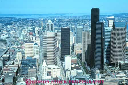 Stock Photo #10348: keywords -  aerial aerials area buildings center cities city cityscape cityscapes downtown downward elevated horz metropolitan northwest seattle urban urbanization urbanized view washington