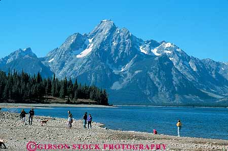 Stock Photo #12994: keywords -  alpine environment grand habitat horz jackson lake lakes landscape mountain mountains natural nature outdoor outside parks people public range rocky scenery scenic shore teton tetons west western wyoming