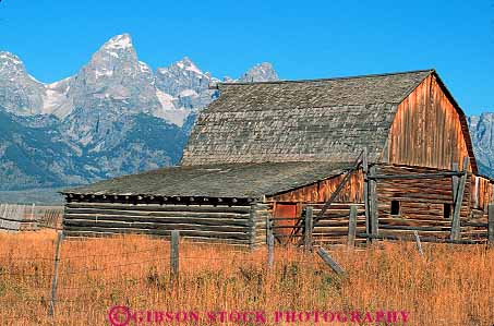 Stock Photo #12996: keywords - alpine barn barns environment farm grand habitat horz landscape mountain mountains national natural nature old outdoor outside park parks public rocky scenery scenic teton tetons west western wood wooden wyoming